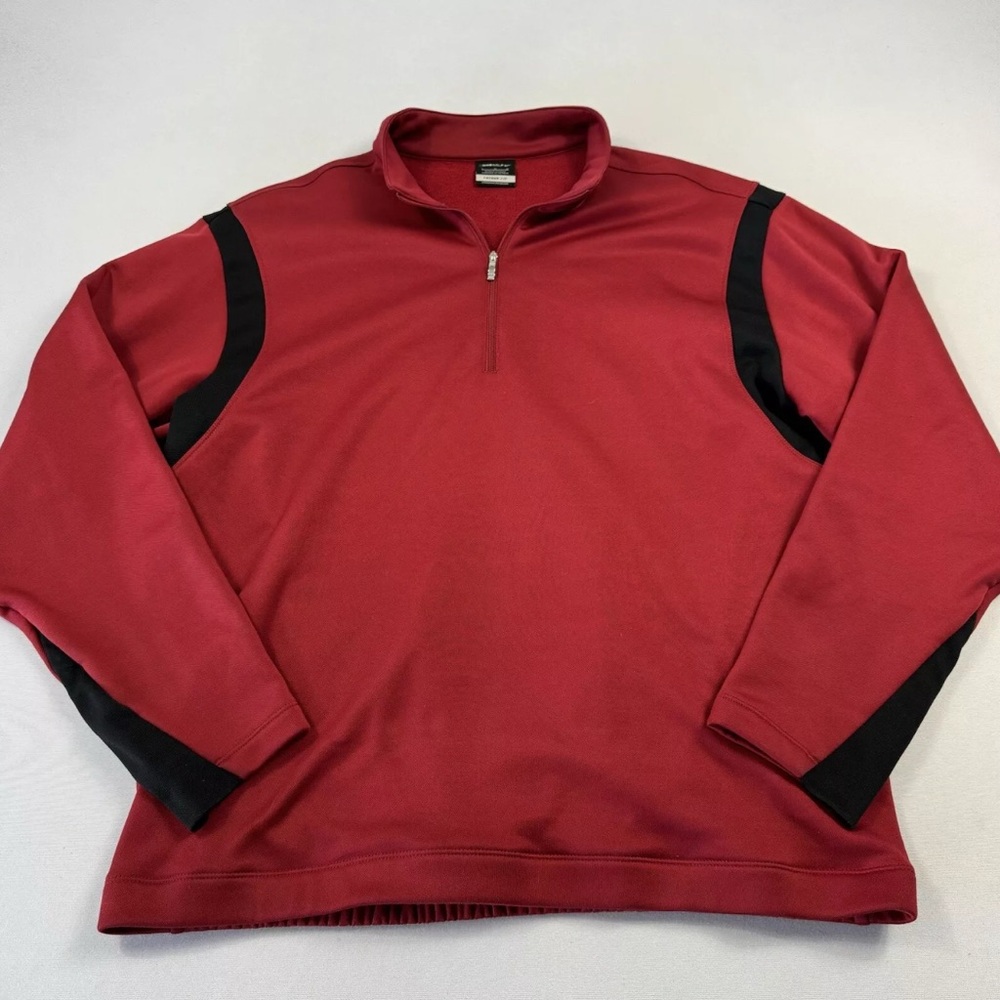 Nike Golf Men’s 1/4 Zip‎ Long Sleeve Shirt Therma-Fit Polyester Spandex Red Sz L
